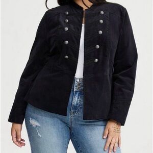 Women's Velvet Black Military Style Jacket